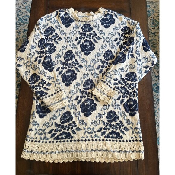 Stefano International Sweaters - Vintage 80s/90s Stefano International Knit Floral Made in USA Sweater 14/16 Larg